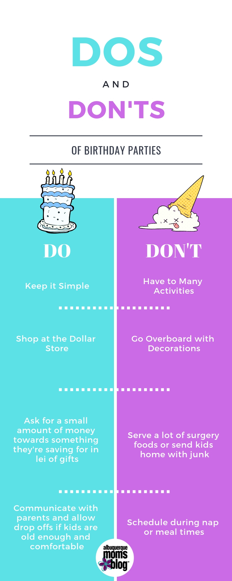 Dos and Don'ts of Kids' Birthday Parties by the Albuquerque Moms Blog