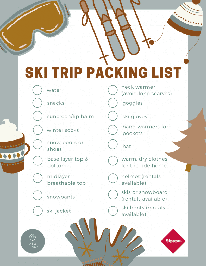 Ski Trip Packing List, ABQ Mom, Albuquerque, Sipapu