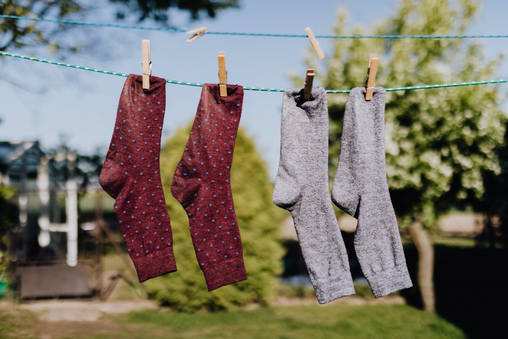 Socks on laundry line